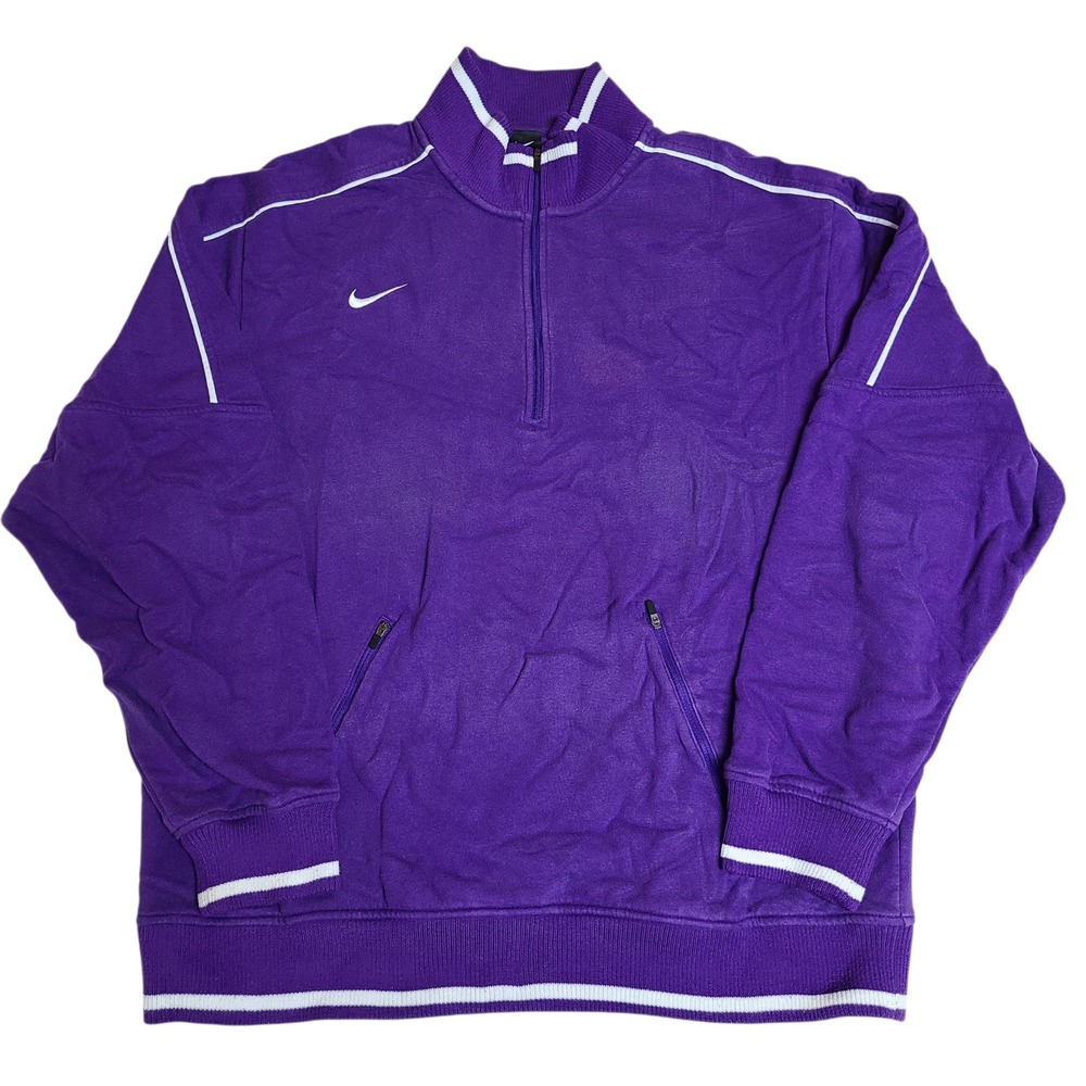 Nike Pullover 1/4 Zip Jacket Sweatshirt Women's XL Purple Pockets Mock Neck
